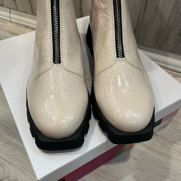 New! Katy Perry THE DAARLING COMBAT BOOT CHALK Zip Detail Faux Leather Womens 11 - Picture 2 of 5